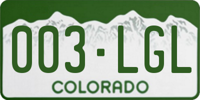 CO license plate 003LGL