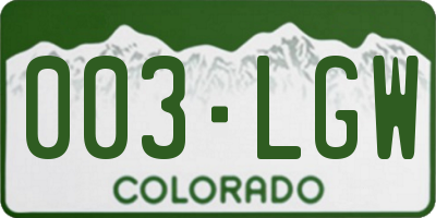 CO license plate 003LGW
