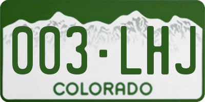 CO license plate 003LHJ
