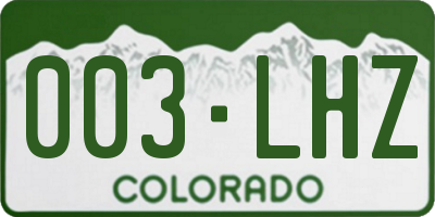 CO license plate 003LHZ