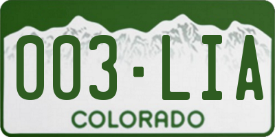 CO license plate 003LIA