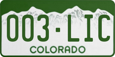 CO license plate 003LIC