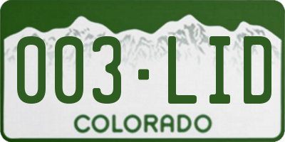 CO license plate 003LID