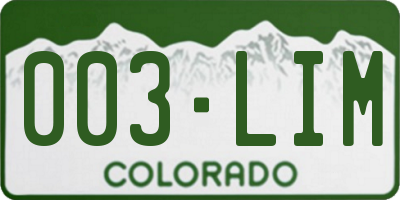 CO license plate 003LIM