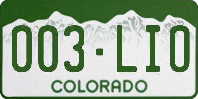 CO license plate 003LIO