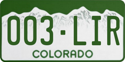 CO license plate 003LIR