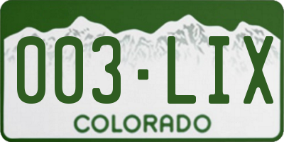 CO license plate 003LIX