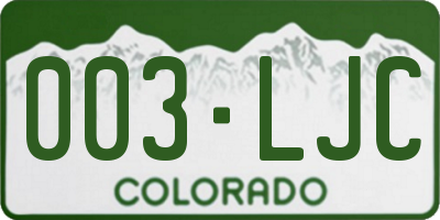 CO license plate 003LJC
