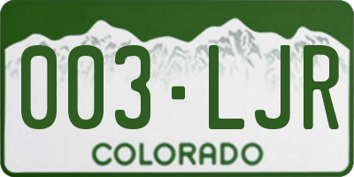 CO license plate 003LJR