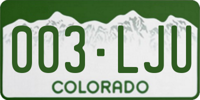 CO license plate 003LJU