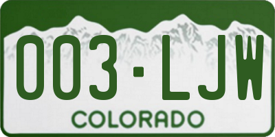 CO license plate 003LJW