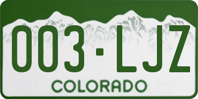 CO license plate 003LJZ