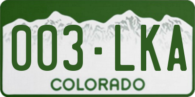 CO license plate 003LKA