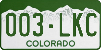 CO license plate 003LKC