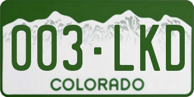 CO license plate 003LKD
