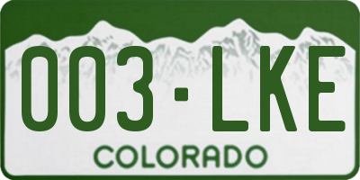 CO license plate 003LKE