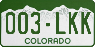 CO license plate 003LKK