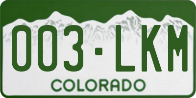 CO license plate 003LKM