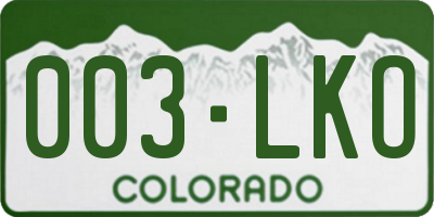 CO license plate 003LKO