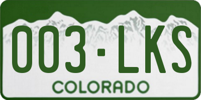 CO license plate 003LKS