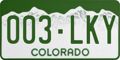 CO license plate 003LKY