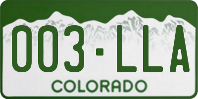 CO license plate 003LLA