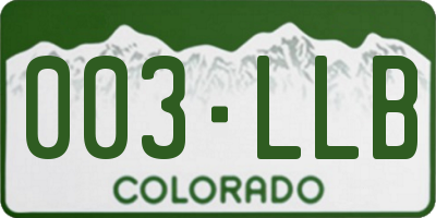 CO license plate 003LLB