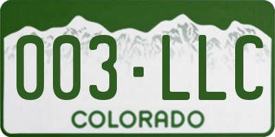 CO license plate 003LLC