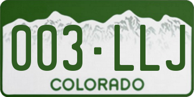 CO license plate 003LLJ