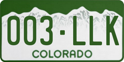 CO license plate 003LLK