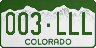 CO license plate 003LLL
