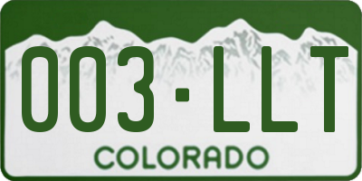 CO license plate 003LLT