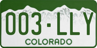 CO license plate 003LLY