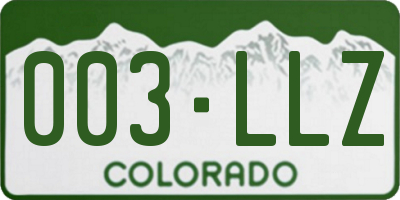 CO license plate 003LLZ