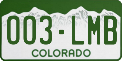 CO license plate 003LMB