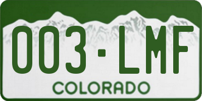 CO license plate 003LMF
