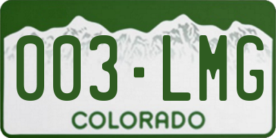 CO license plate 003LMG