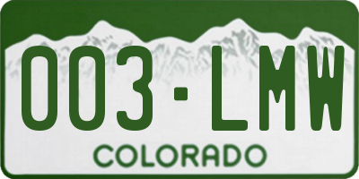 CO license plate 003LMW