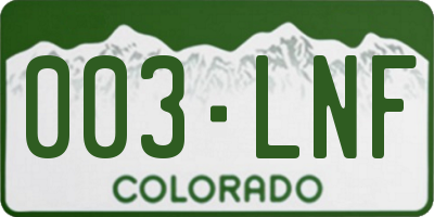 CO license plate 003LNF