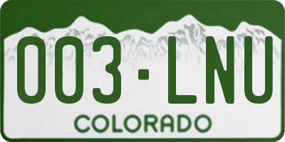 CO license plate 003LNU