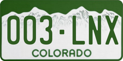 CO license plate 003LNX