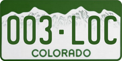 CO license plate 003LOC