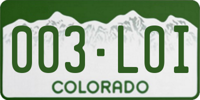 CO license plate 003LOI