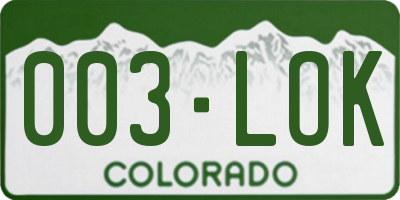 CO license plate 003LOK