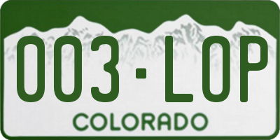 CO license plate 003LOP