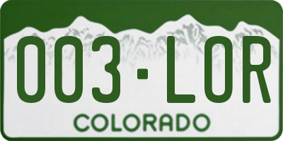 CO license plate 003LOR