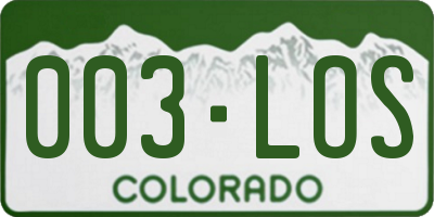 CO license plate 003LOS
