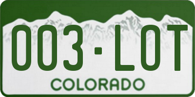CO license plate 003LOT