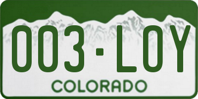 CO license plate 003LOY