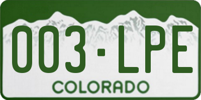 CO license plate 003LPE